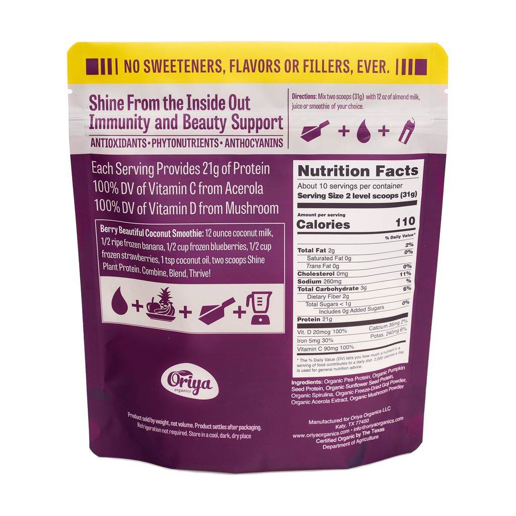 Shine Plant Protein Powder and Immunity Supplement (3 Pack)